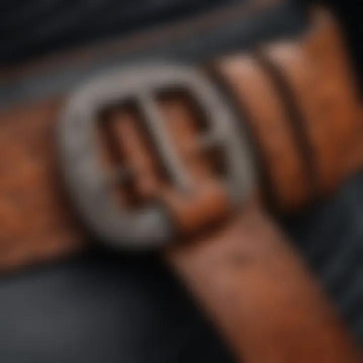 A close-up of a high-quality leather belt emphasizing craftsmanship and texture.