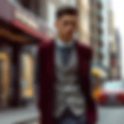 An elegant Beymen vest showcased in an urban setting