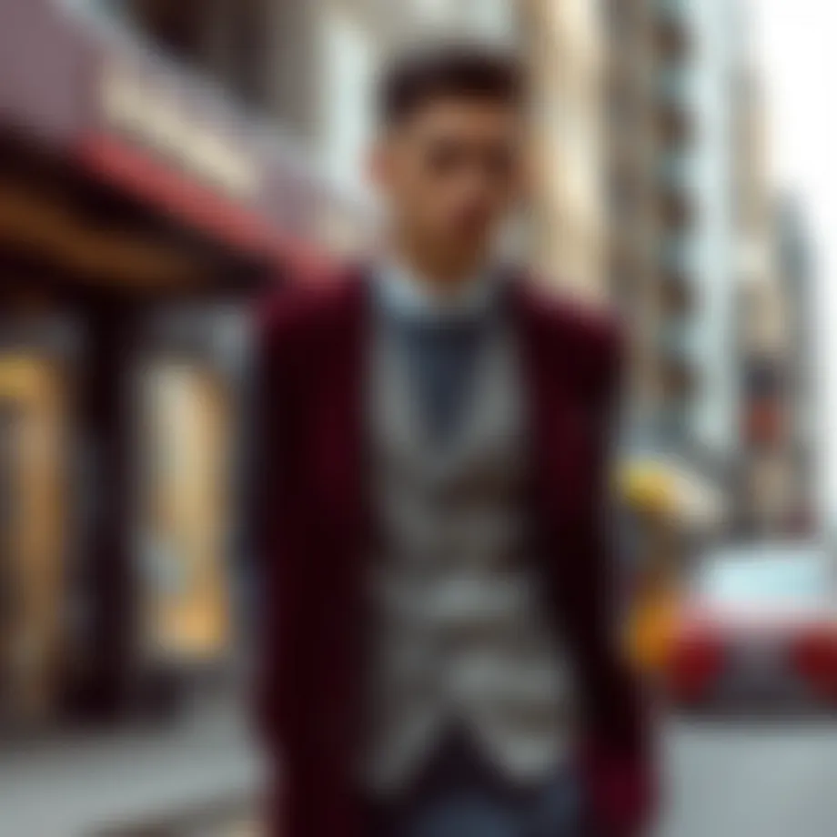 An elegant Beymen vest showcased in an urban setting
