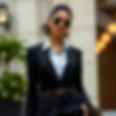 Sophisticated Blazer Ensemble Elegant blazer outfit with stylish accessories