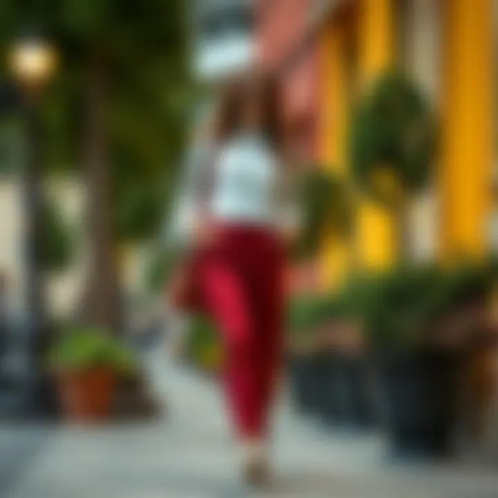 Casual ensemble with burgundy pants and stylish top