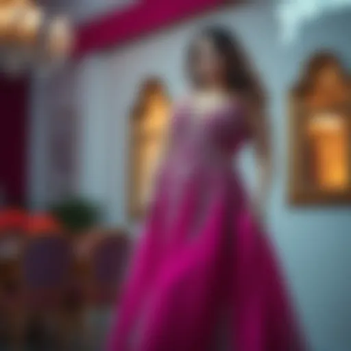 Elegant plus size evening dress showcasing intricate details and vibrant colors