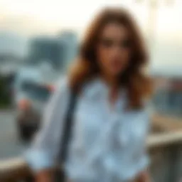 Stylish cross-tied shirt on a model