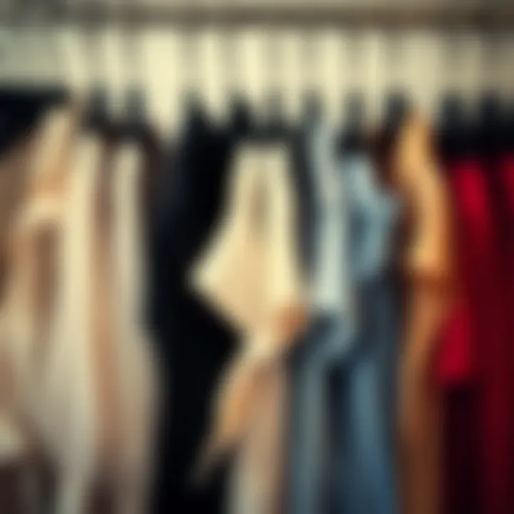 Variety of cross-tied shirts displayed on hangers