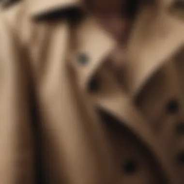 Trench Coat Fabric Details Close-up of trench coat fabric showcasing texture