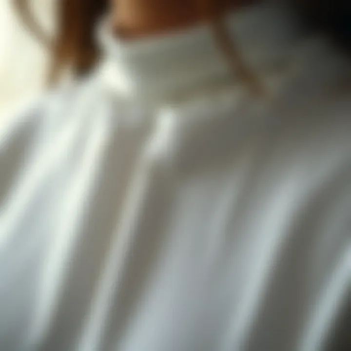 Close-up of halter neck t-shirt fabric details