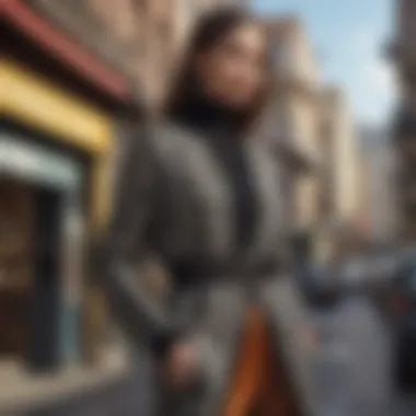 Chic Dual Knit Ensemble Stylish dual knit ensemble showcased in a chic urban setting