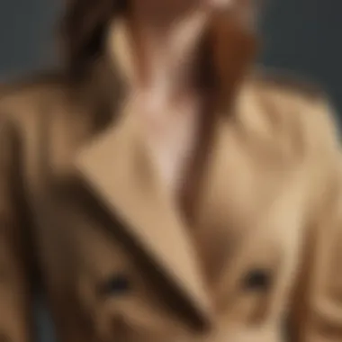 Close-up of trench coat fabric showcasing quality