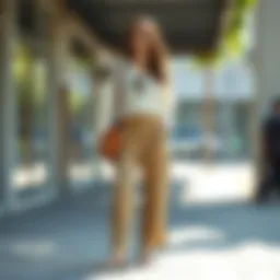 Elegant linen blend trousers styled with a casual top