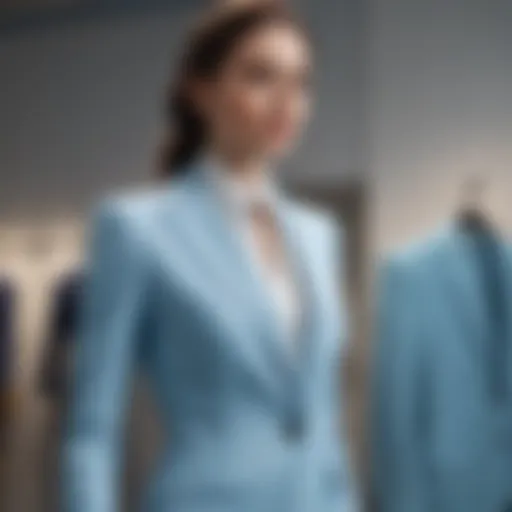 Elegant light blue suit on a stylish mannequin