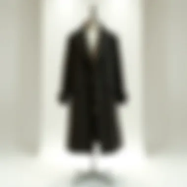 Chic overcoat displayed against a minimalist backdrop