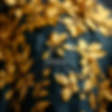 Artistic arrangement of gold leaf elements in clothing design