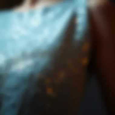 Close-up of shimmering sequins on a stylish dress