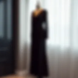 Elegant minimalist evening dress on a mannequin