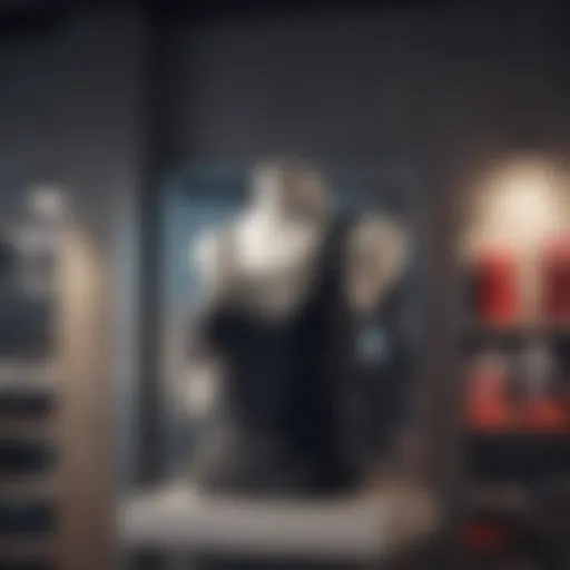 A dynamic display of an athletic half tank top on a stylish mannequin against a modern backdrop.