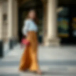 Elegant outfit combination featuring a long skirt and a blouse