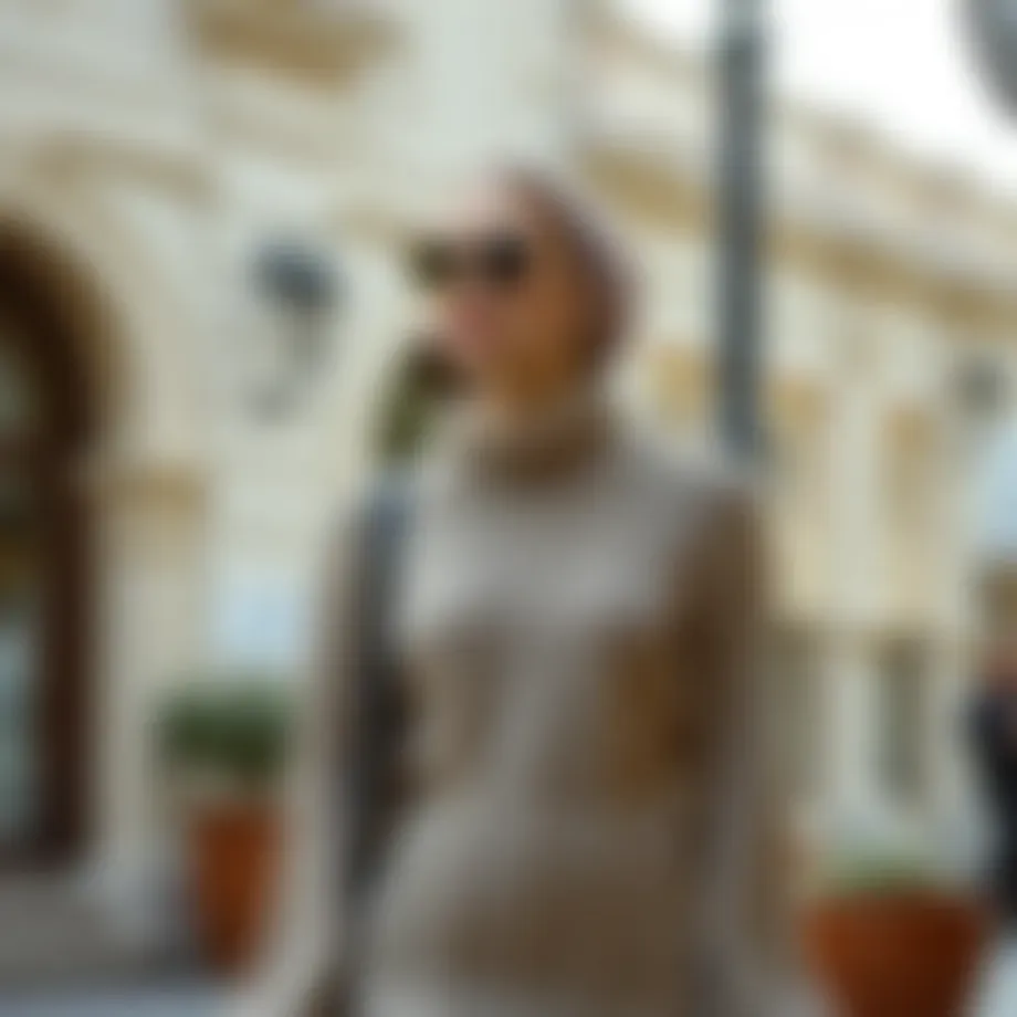 Elegant knitted dress styled for modest fashion