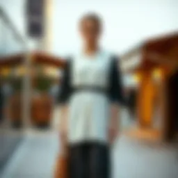 Elegant tunic pantolon ensemble displayed on a model