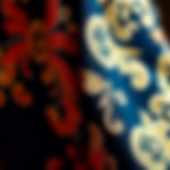 Close-up of luxurious fabric and texture of a Versace jacket