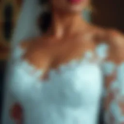 Elegant wedding dress showcasing intricate lace details