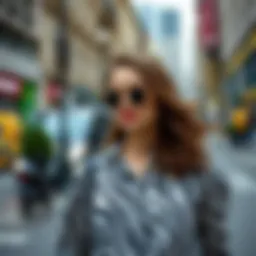 Stylish woman wearing a zebra print blouse in an urban setting